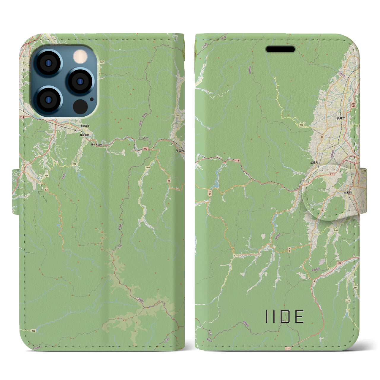 【飯豊（山形県）】地図柄iPhoneケース（手帳タイプ）