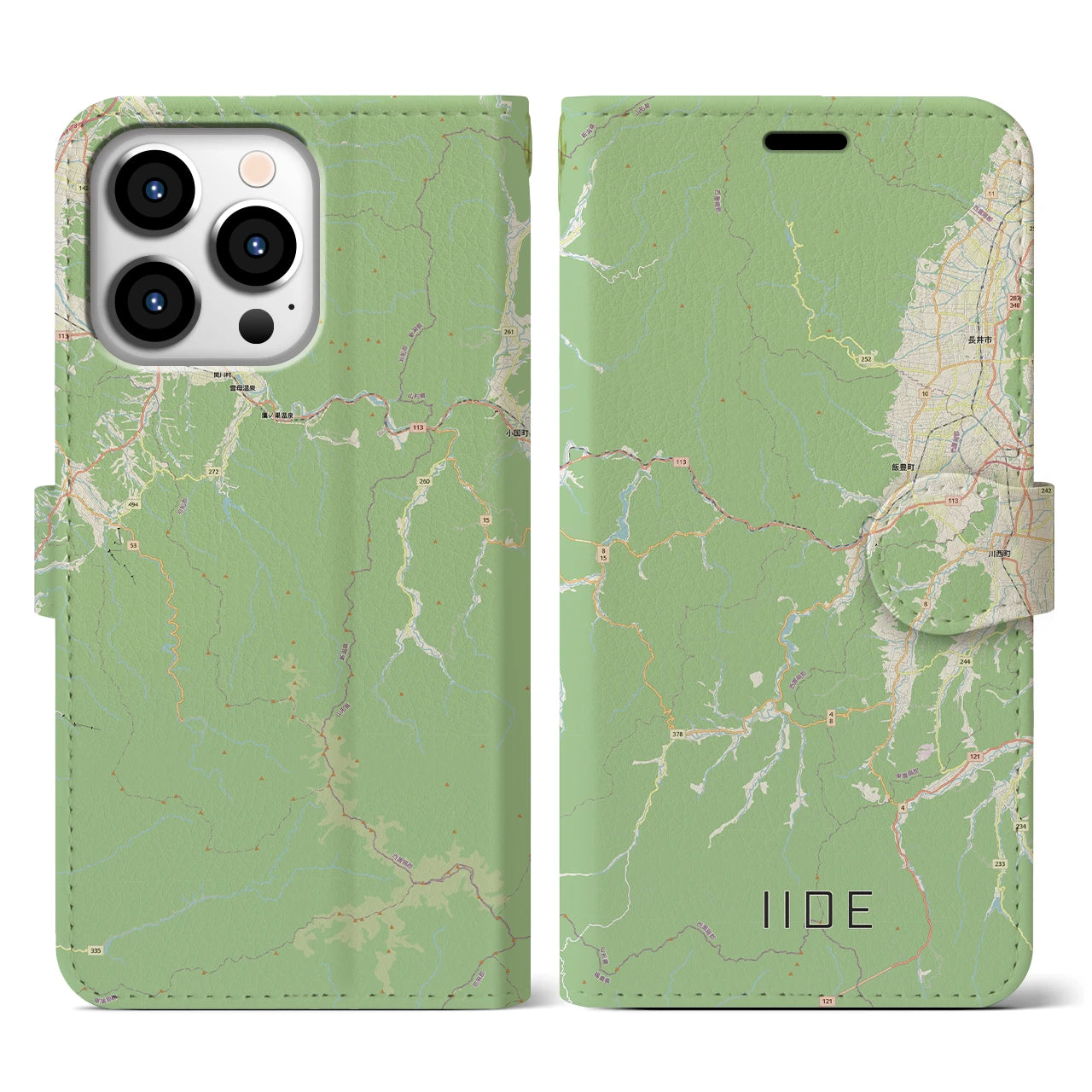 【飯豊（山形県）】地図柄iPhoneケース（手帳タイプ）