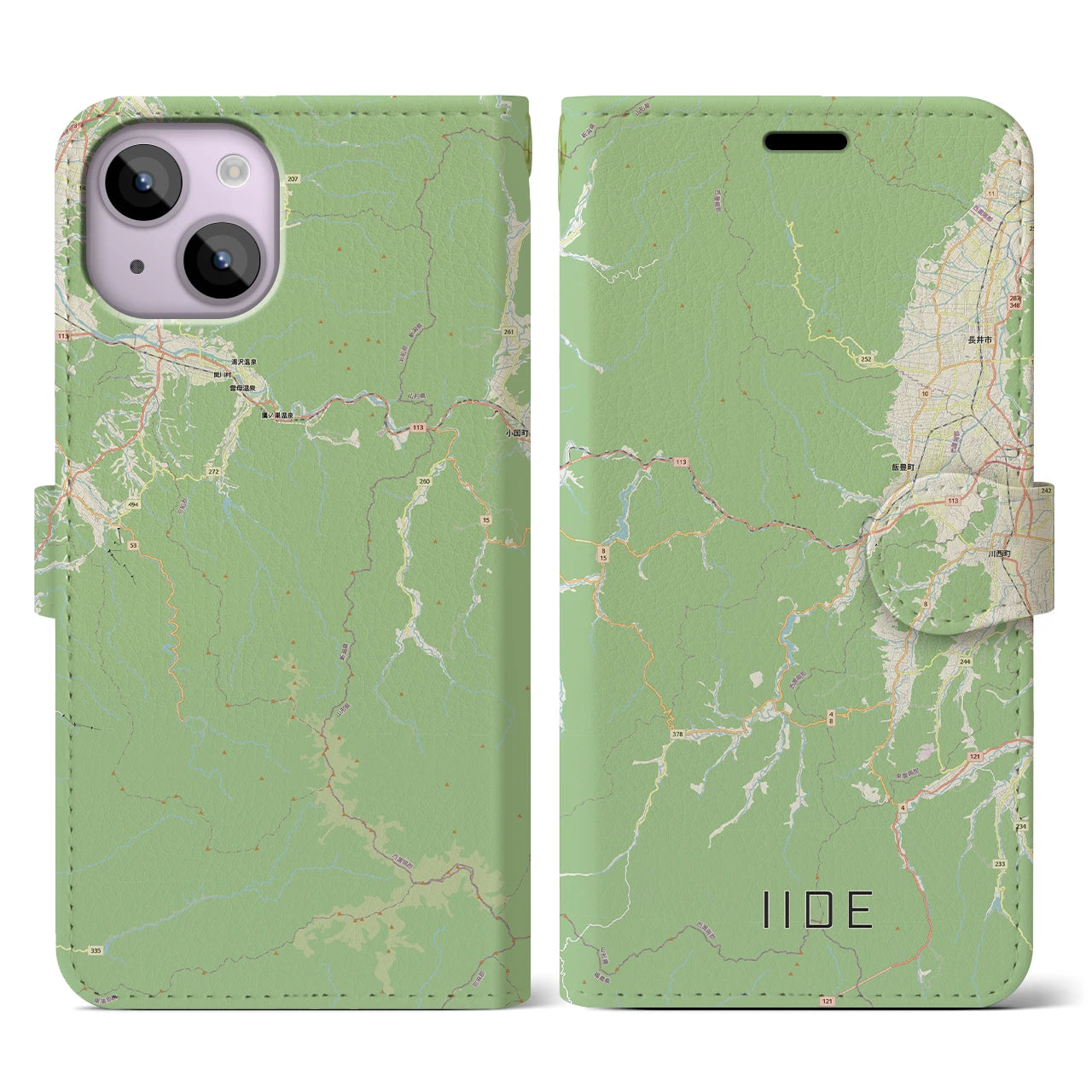 【飯豊（山形県）】地図柄iPhoneケース（手帳タイプ）