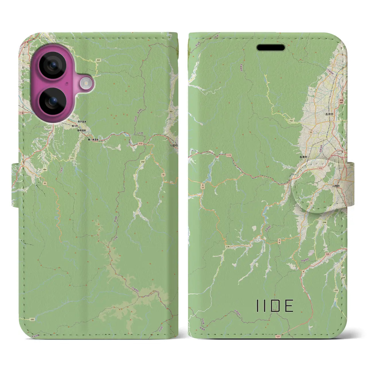 【飯豊（山形県）】地図柄iPhoneケース（手帳タイプ）