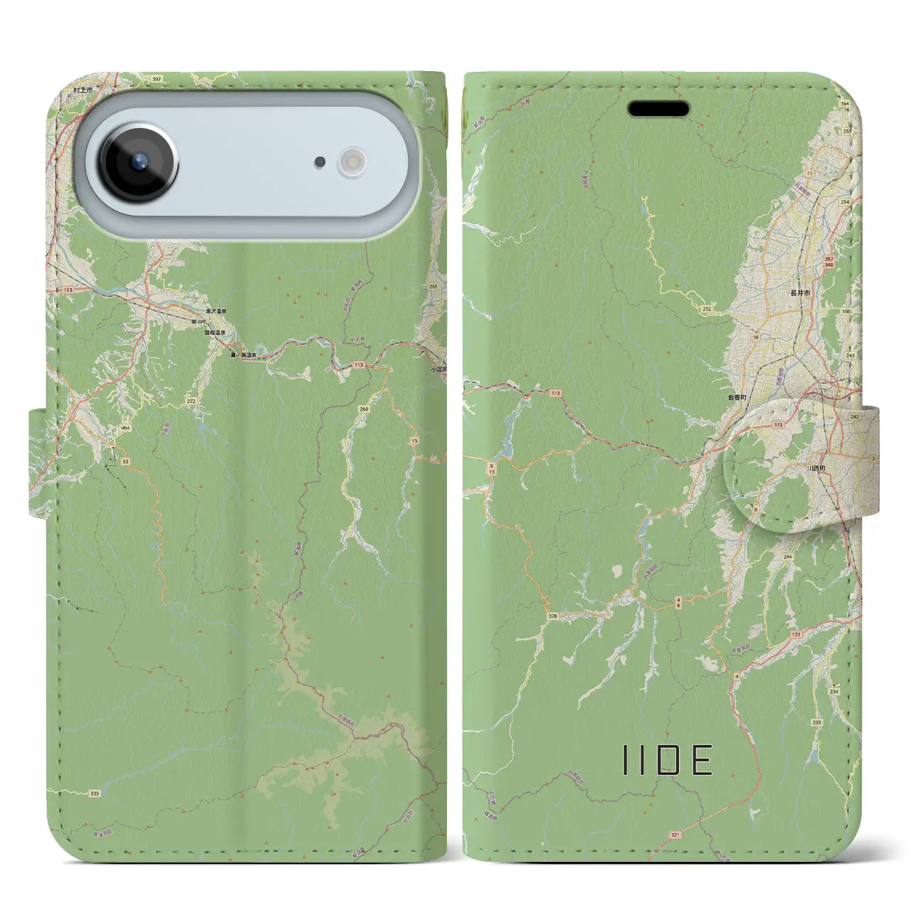 【飯豊（山形県）】地図柄iPhoneケース（手帳タイプ）
