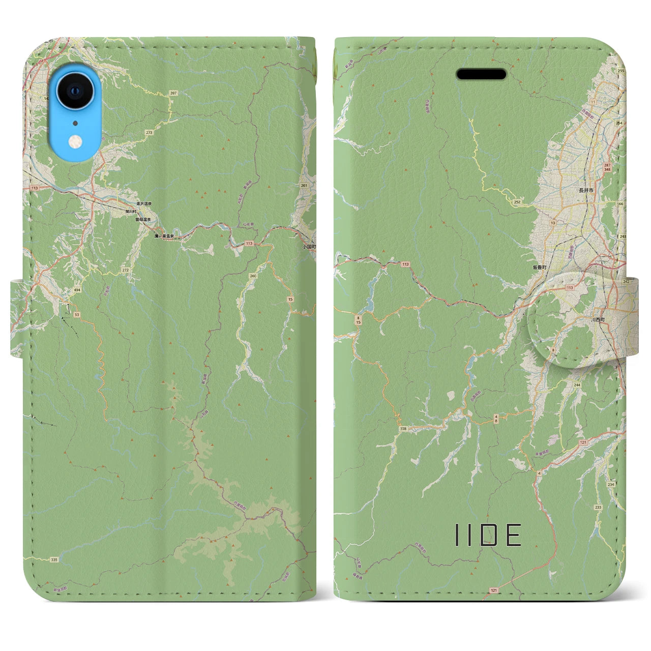 【飯豊（山形県）】地図柄iPhoneケース（手帳タイプ）