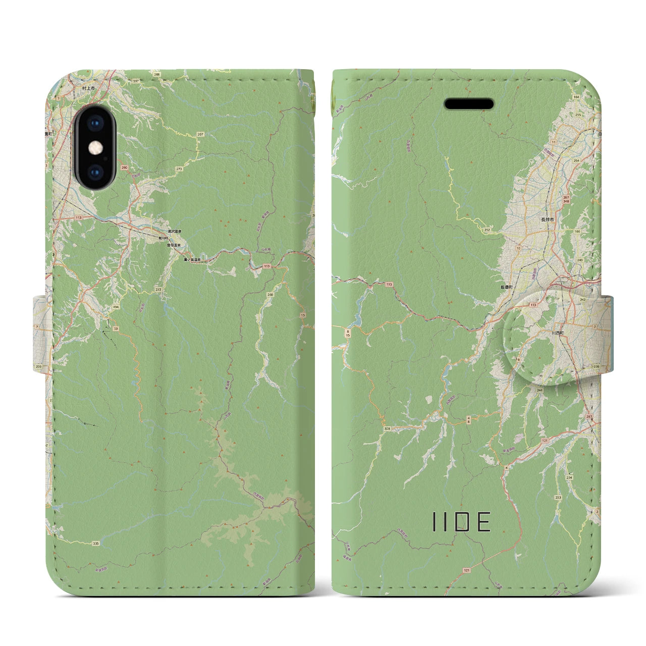 【飯豊（山形県）】地図柄iPhoneケース（手帳タイプ）