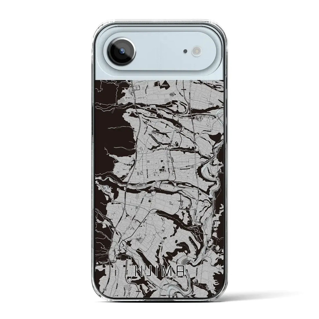 【飯島(長野県)】地図柄iPhoneケース(クリアタイプ)モノトーン・iPhone 17 Pro Max 用