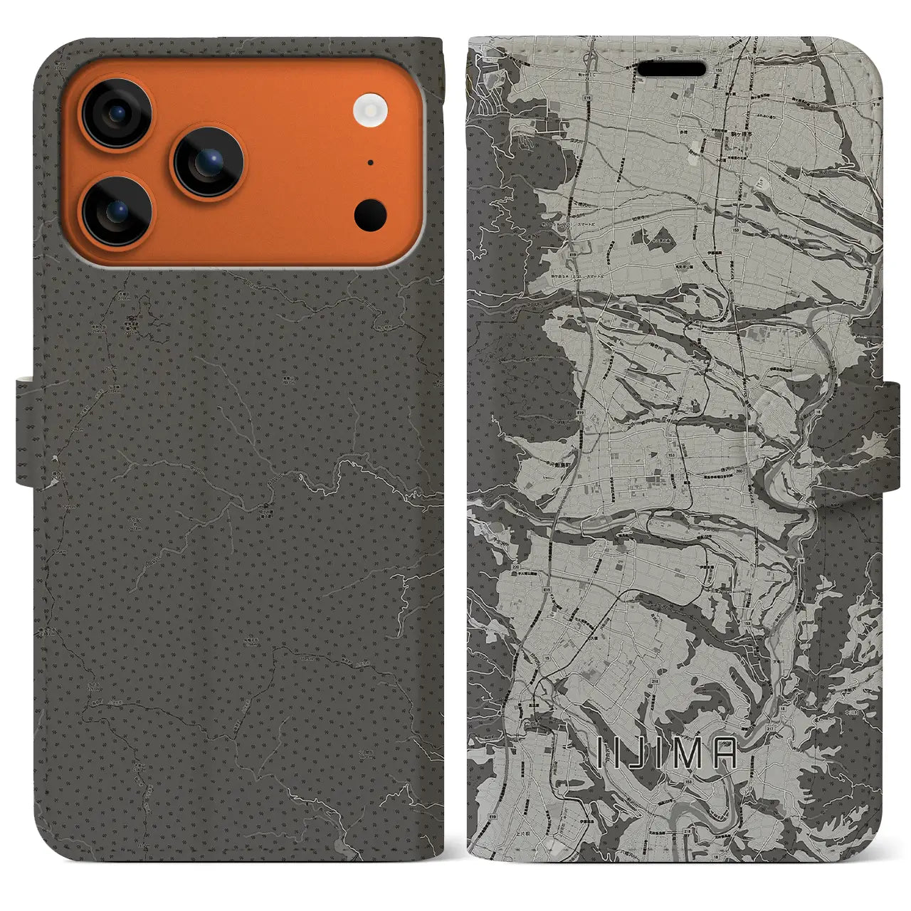 【飯島（長野県）】地図柄iPhoneケース（手帳タイプ）