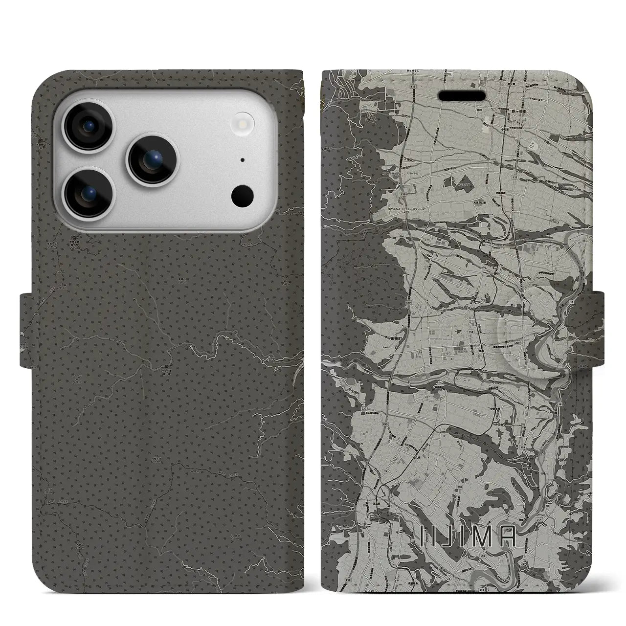 【飯島（長野県）】地図柄iPhoneケース（手帳タイプ）