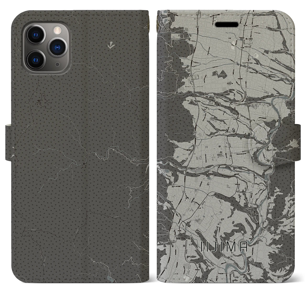 【飯島（長野県）】地図柄iPhoneケース（手帳タイプ）