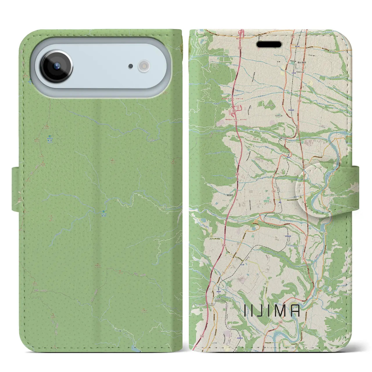 【飯島（長野県）】地図柄iPhoneケース（手帳タイプ）