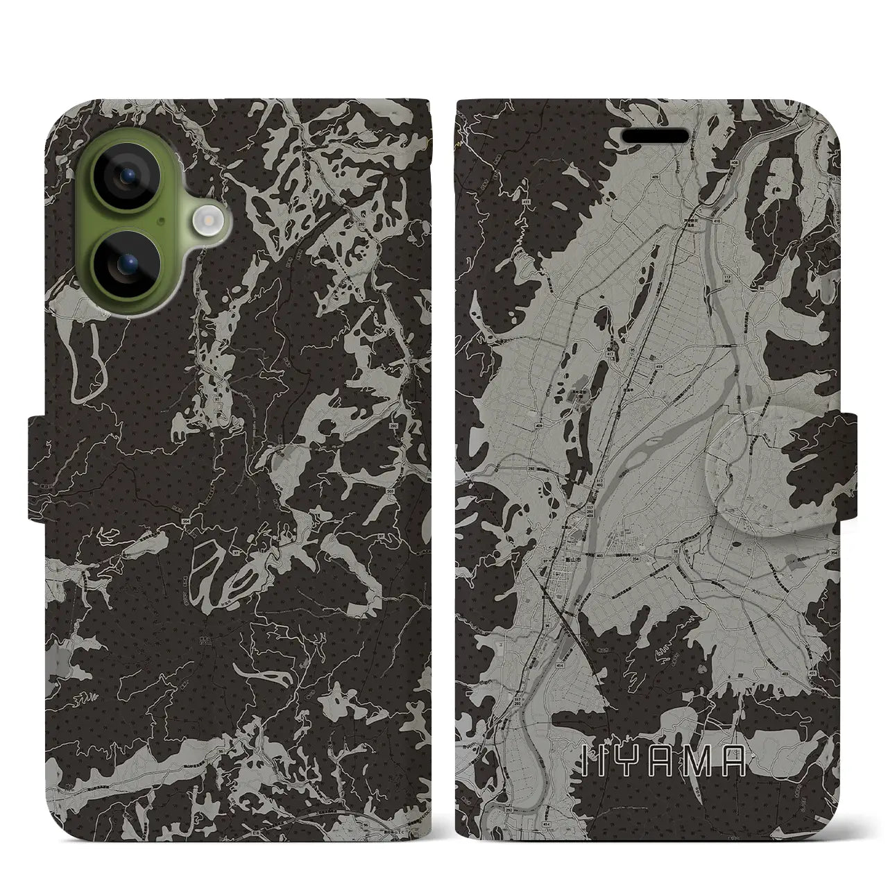 【飯山（長野県）】地図柄iPhoneケース（手帳タイプ）