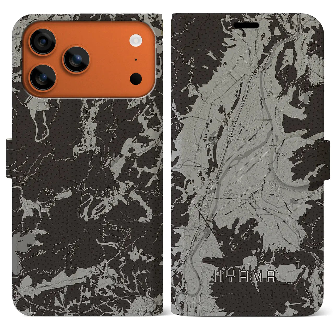 【飯山（長野県）】地図柄iPhoneケース（手帳タイプ）