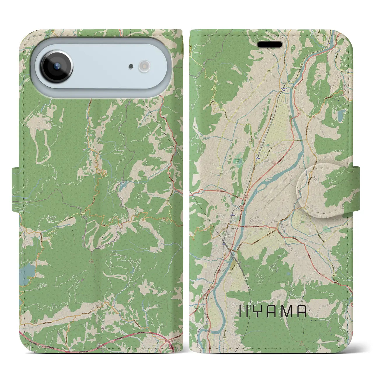 【飯山（長野県）】地図柄iPhoneケース（手帳タイプ）