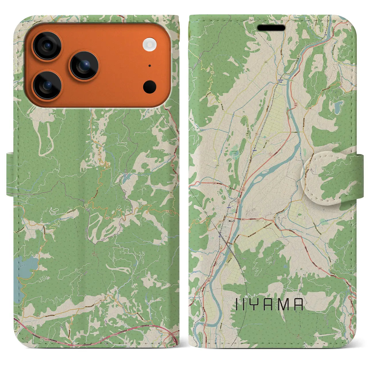 【飯山（長野県）】地図柄iPhoneケース（手帳タイプ）