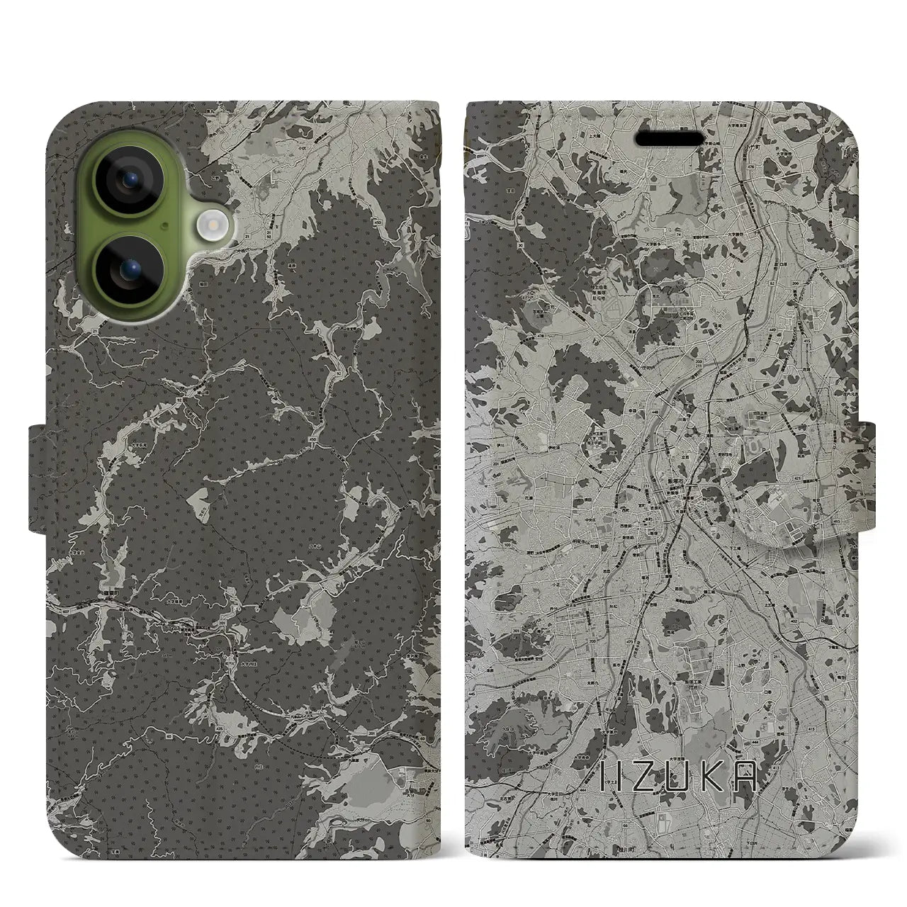 【飯塚（福岡県）】地図柄iPhoneケース（手帳タイプ）