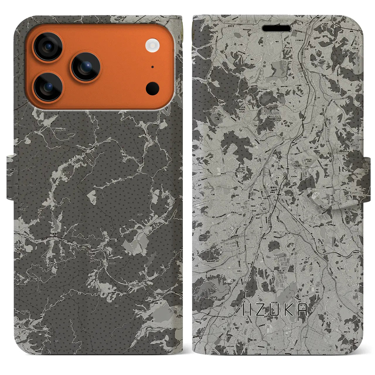 【飯塚（福岡県）】地図柄iPhoneケース（手帳タイプ）