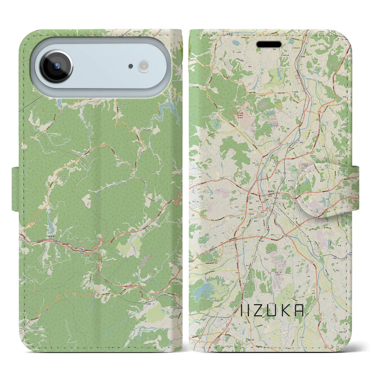 【飯塚（福岡県）】地図柄iPhoneケース（手帳タイプ）