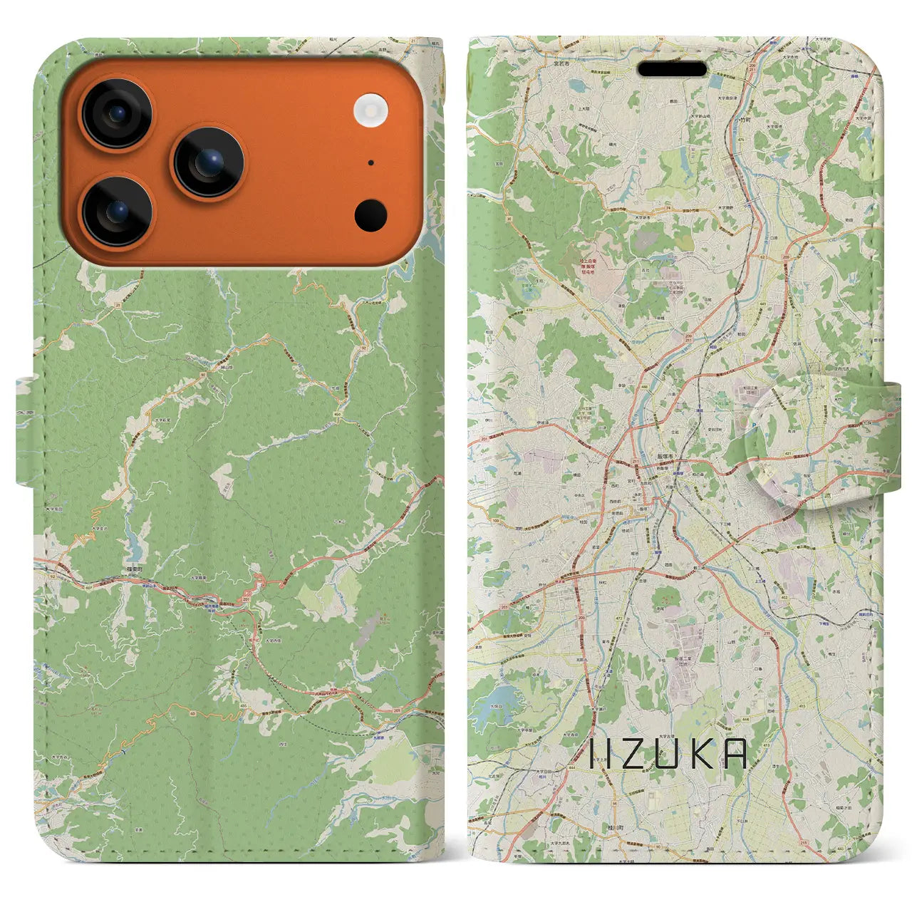 【飯塚（福岡県）】地図柄iPhoneケース（手帳タイプ）