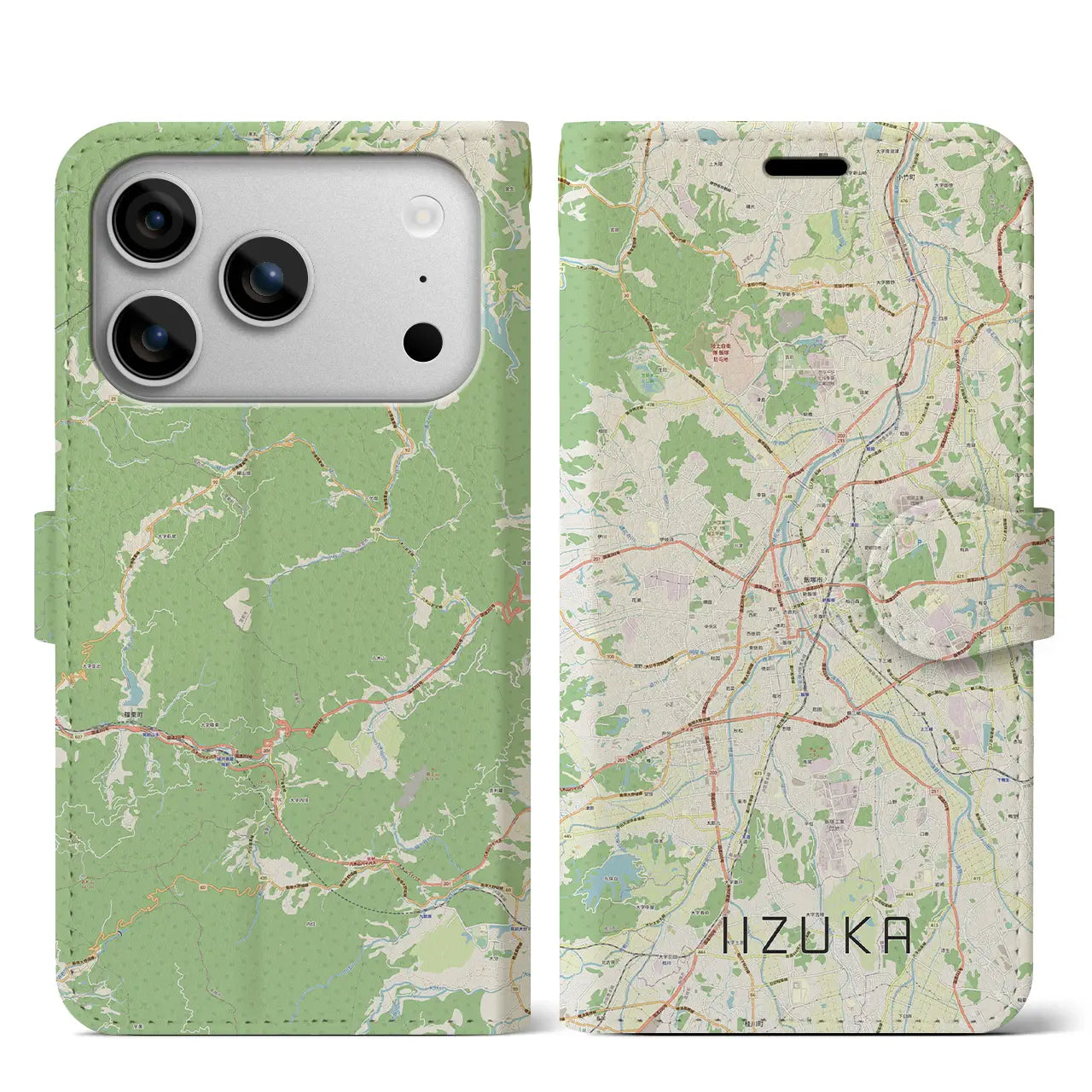 【飯塚（福岡県）】地図柄iPhoneケース（手帳タイプ）