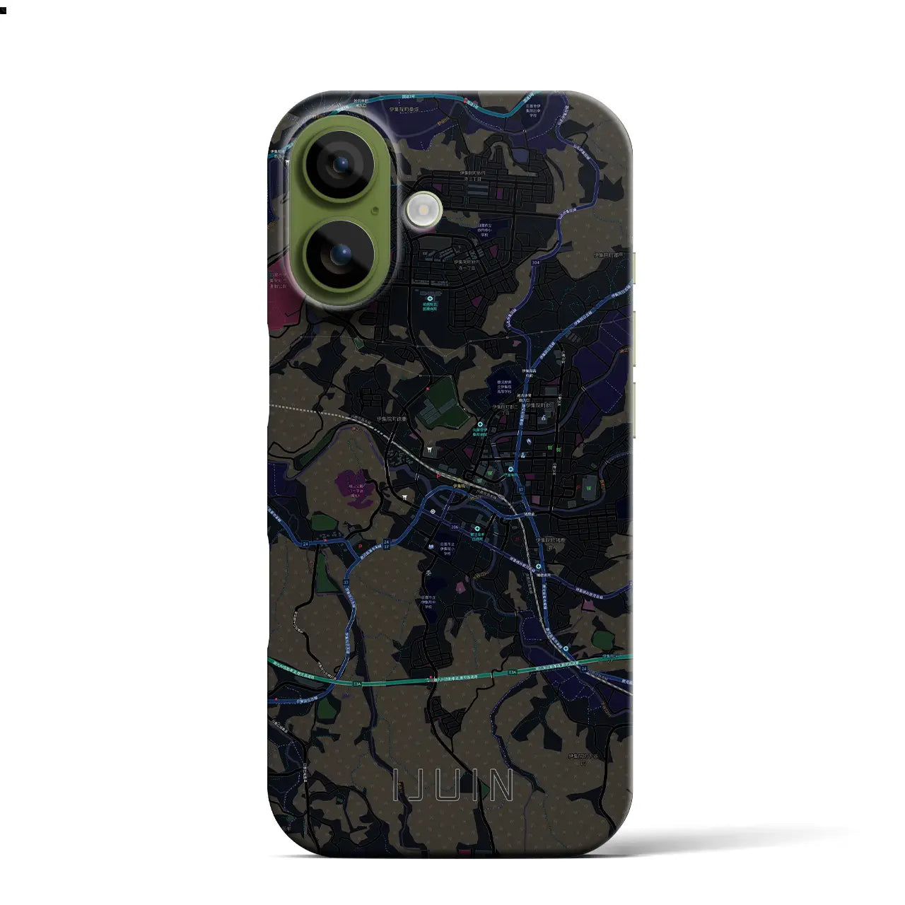 【伊集院（鹿児島県）】地図柄iPhoneケース（バックカバータイプ）