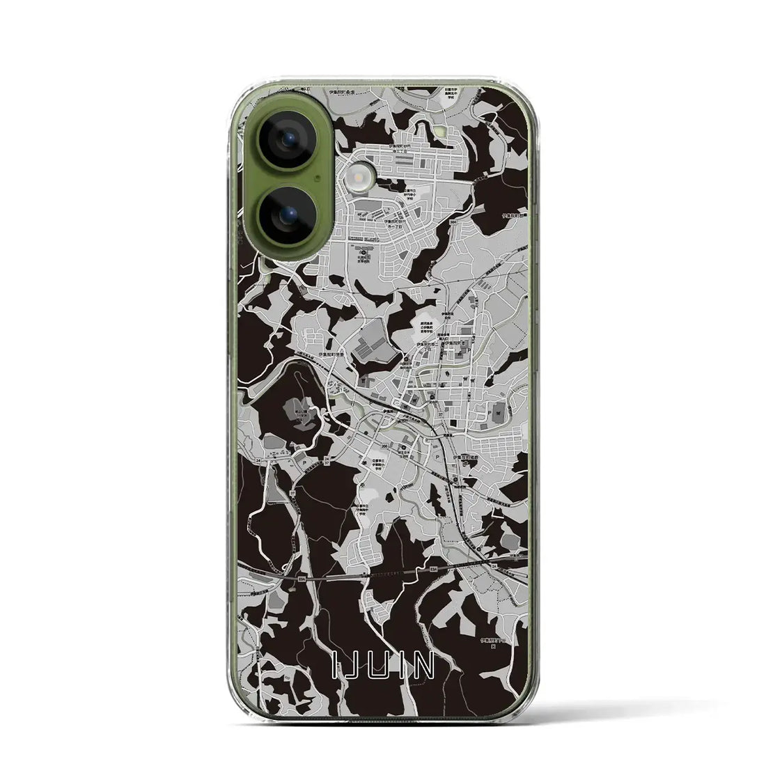 【伊集院(鹿児島県)】地図柄iPhoneケース(クリアタイプ)モノトーン・iPhone 17 Pro Max 用