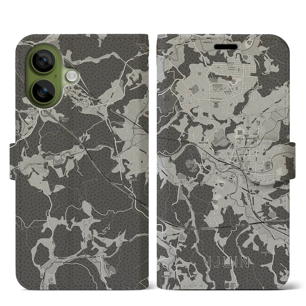 【伊集院（鹿児島県）】地図柄iPhoneケース（手帳タイプ）