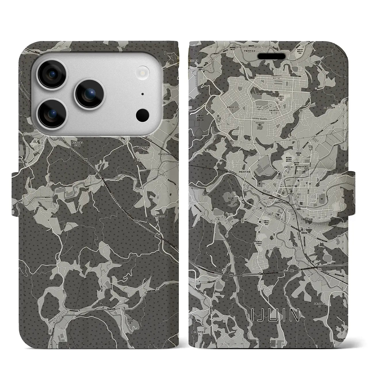 【伊集院（鹿児島県）】地図柄iPhoneケース（手帳タイプ）