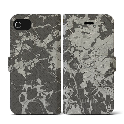 【伊集院（鹿児島県）】地図柄iPhoneケース（手帳タイプ）モノトーン・iPhone SE（第3 / 第2世代） / 8 / 7 / 6s / 6 用