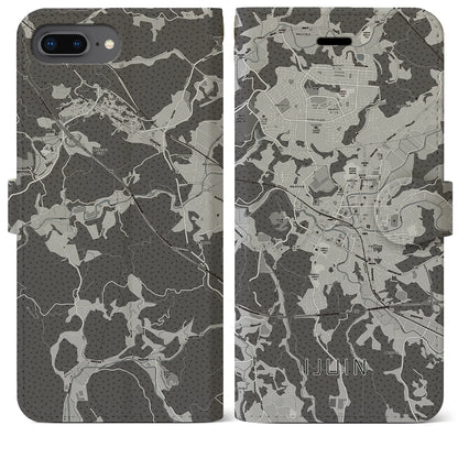 【伊集院（鹿児島県）】地図柄iPhoneケース（手帳タイプ）モノトーン・iPhone 8Plus /7Plus / 6sPlus / 6Plus 用