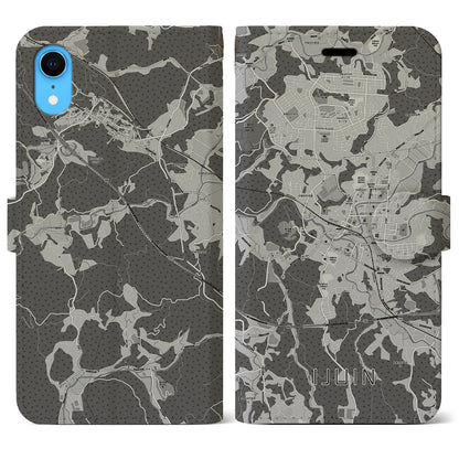 【伊集院（鹿児島県）】地図柄iPhoneケース（手帳タイプ）モノトーン・iPhone XR 用