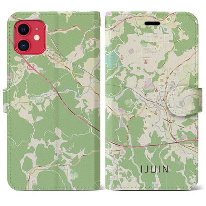 【伊集院（鹿児島県）】地図柄iPhoneケース（手帳タイプ）ナチュラル・iPhone 11 用