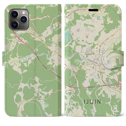 【伊集院（鹿児島県）】地図柄iPhoneケース（手帳タイプ）ナチュラル・iPhone 11 Pro Max 用