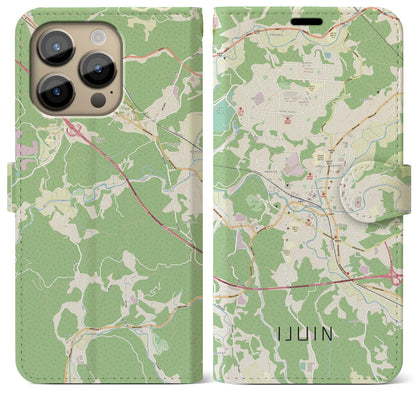 【伊集院（鹿児島県）】地図柄iPhoneケース（手帳タイプ）ナチュラル・iPhone 14 Pro Max 用