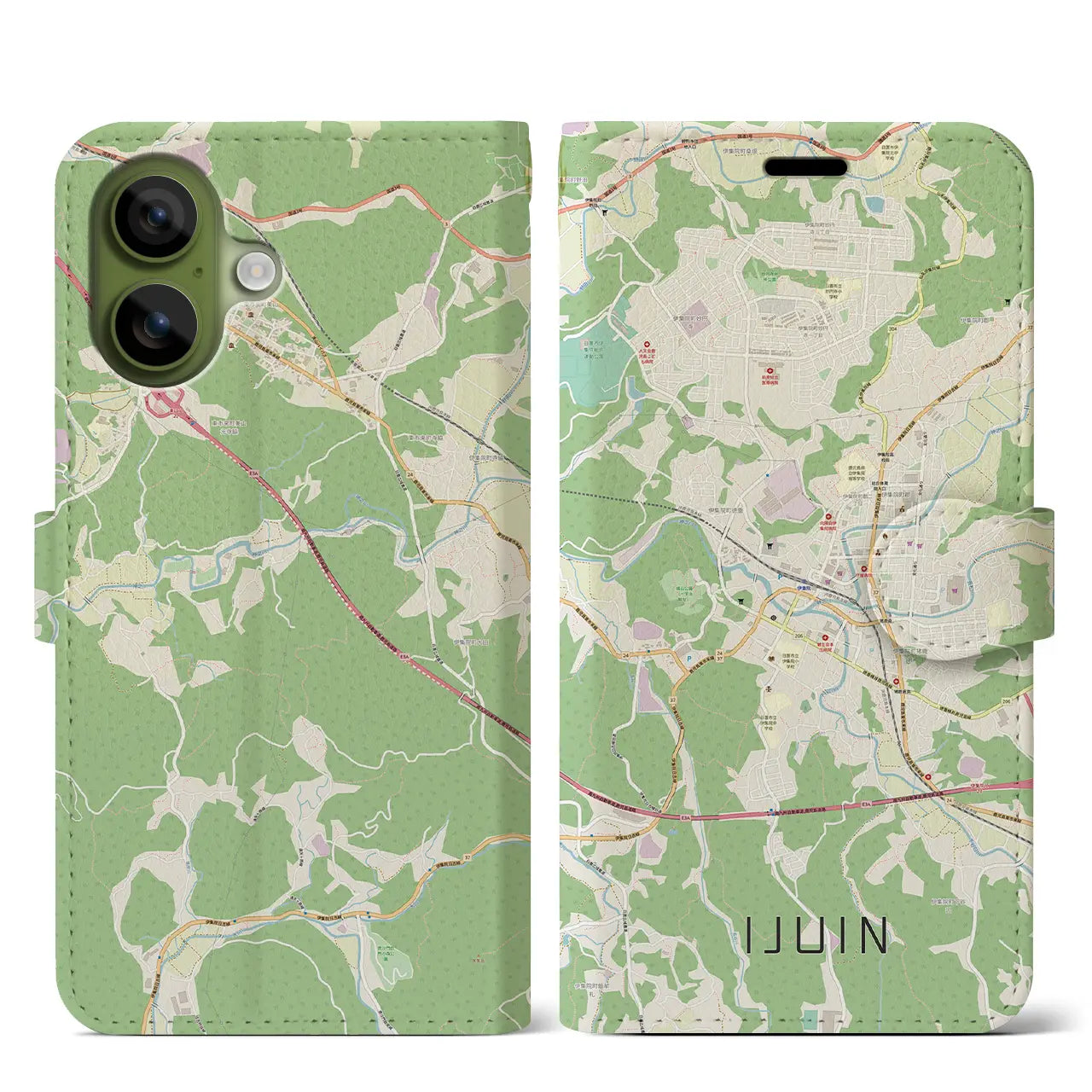 【伊集院（鹿児島県）】地図柄iPhoneケース（手帳タイプ）