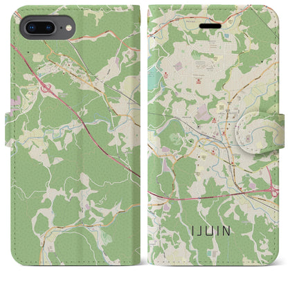 【伊集院（鹿児島県）】地図柄iPhoneケース（手帳タイプ）ナチュラル・iPhone 8Plus /7Plus / 6sPlus / 6Plus 用