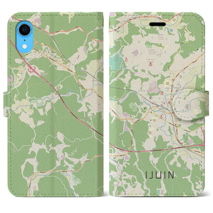 【伊集院（鹿児島県）】地図柄iPhoneケース（手帳タイプ）ナチュラル・iPhone XR 用