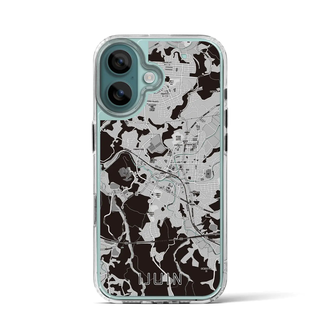 【伊集院（鹿児島県）】地図柄iPhoneケース（MagSafeタイプ）モノトーン・iPhone 16 Pro 用