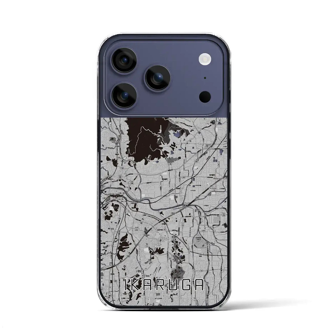 【斑鳩（奈良県）】地図柄iPhoneケース（クリアタイプ）モノトーン・iPhone 17 Pro Max 用