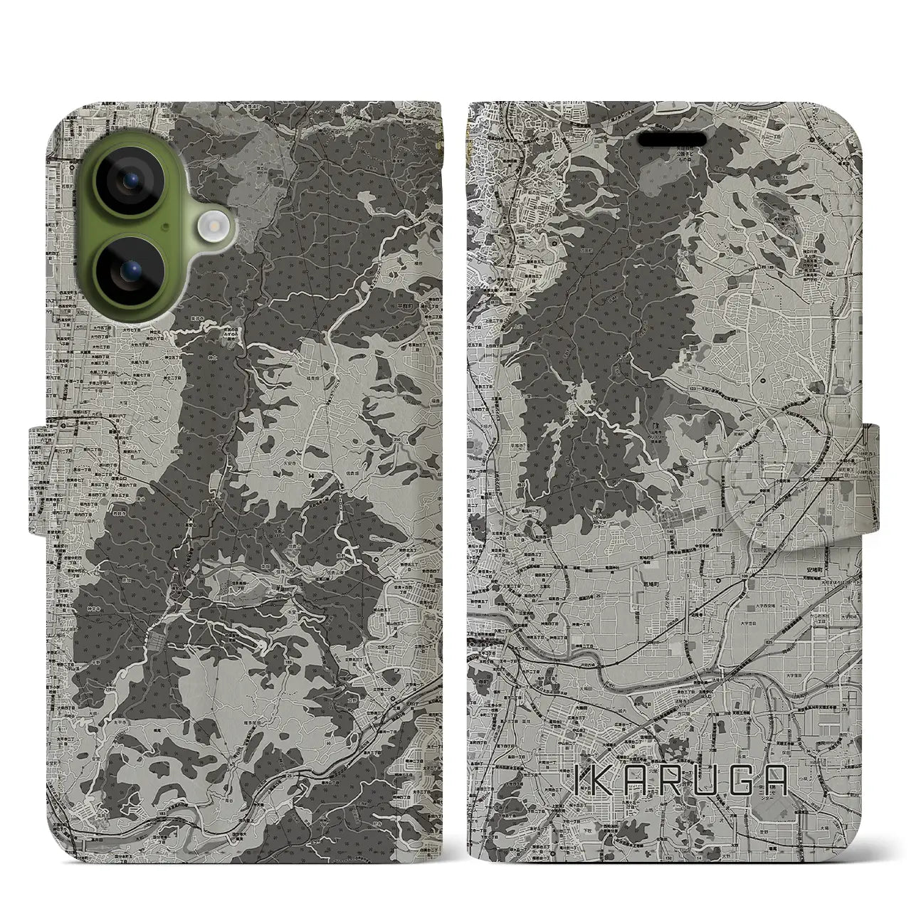 【斑鳩（奈良県）】地図柄iPhoneケース（手帳タイプ）