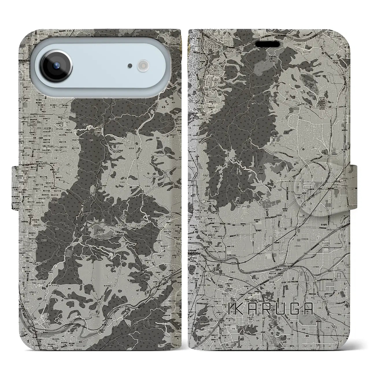 【斑鳩（奈良県）】地図柄iPhoneケース（手帳タイプ）