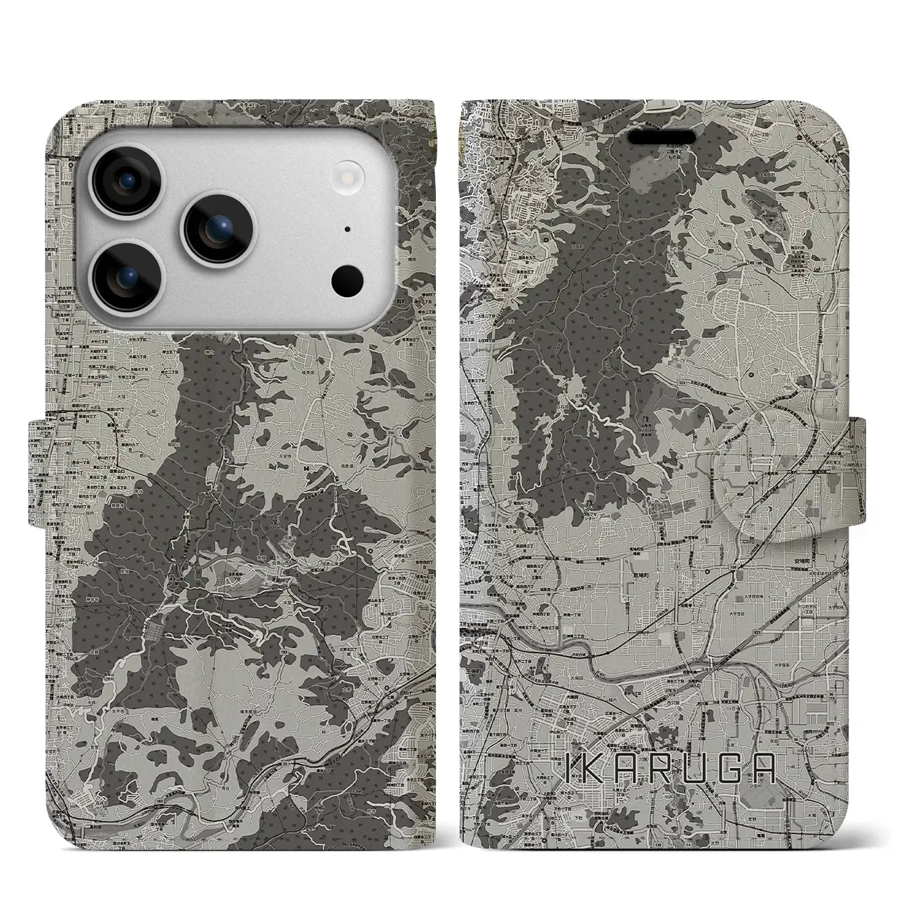 【斑鳩（奈良県）】地図柄iPhoneケース（手帳タイプ）