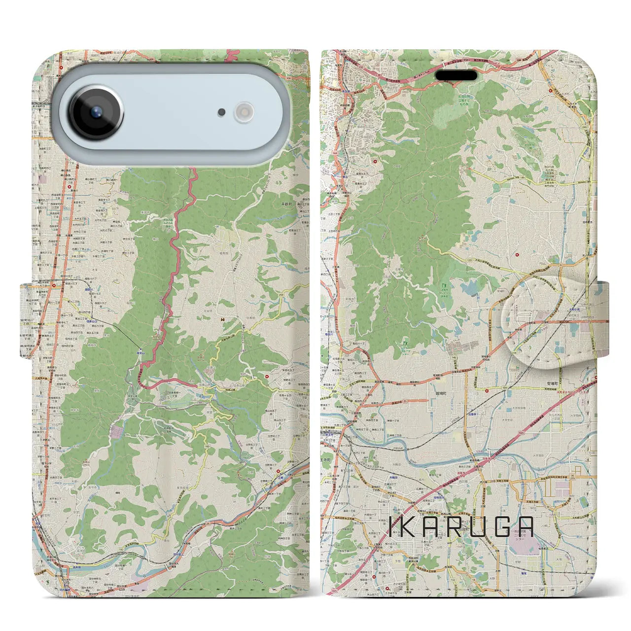 【斑鳩（奈良県）】地図柄iPhoneケース（手帳タイプ）