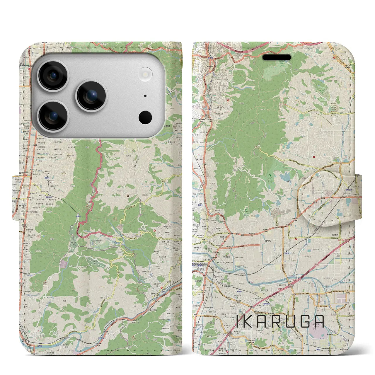 【斑鳩（奈良県）】地図柄iPhoneケース（手帳タイプ）