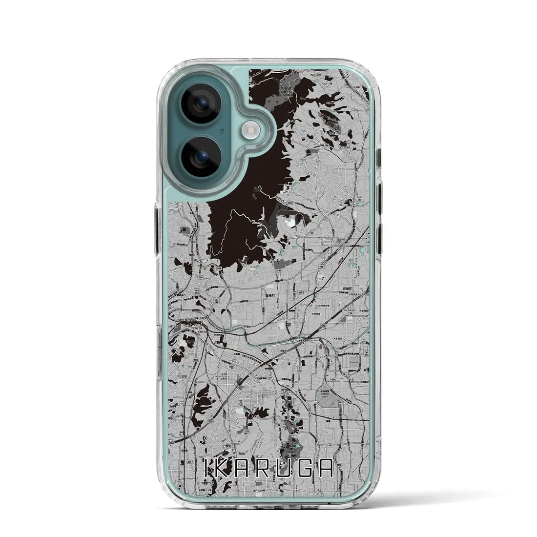 【斑鳩(奈良県)】地図柄iPhoneケース(MagSafeタイプ)モノトーン・iPhone 16 Pro 用