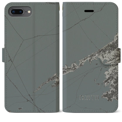 【伊方（愛媛県）】地図柄iPhoneケース（手帳タイプ）モノトーン・iPhone 8Plus /7Plus / 6sPlus / 6Plus 用