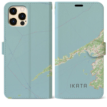 【伊方（愛媛県）】地図柄iPhoneケース（手帳タイプ）ナチュラル・iPhone 12 Pro Max 用