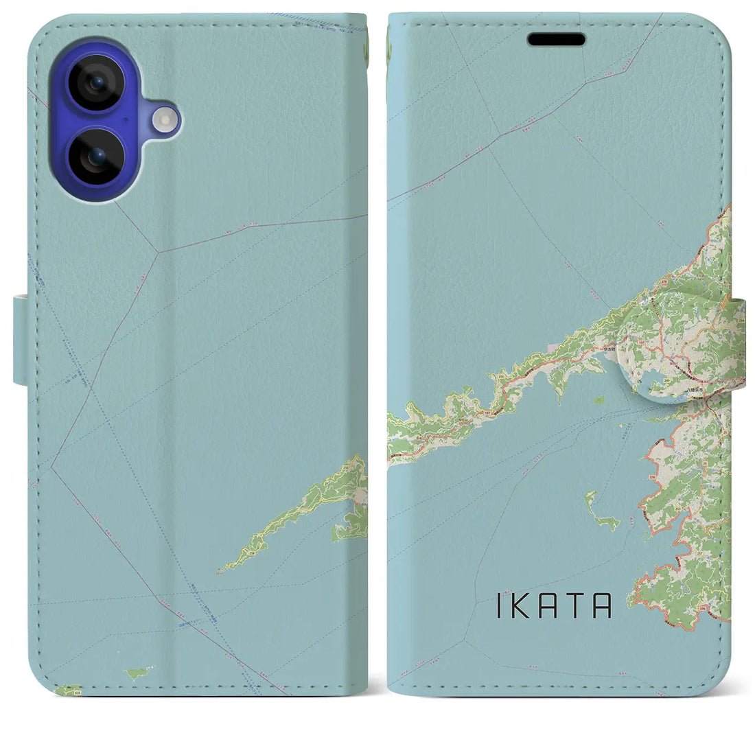 【伊方(愛媛県)】地図柄iPhoneケース(手帳タイプ)ナチュラル・iPhone 16 Pro Max 用