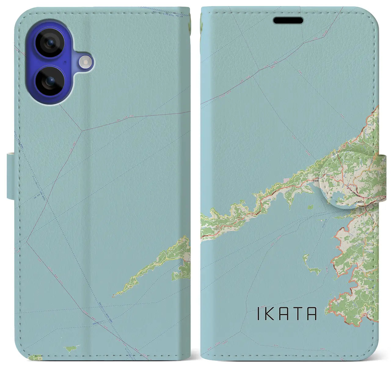 【伊方（愛媛県）】地図柄iPhoneケース（手帳タイプ）ナチュラル・iPhone 16 Pro Max 用