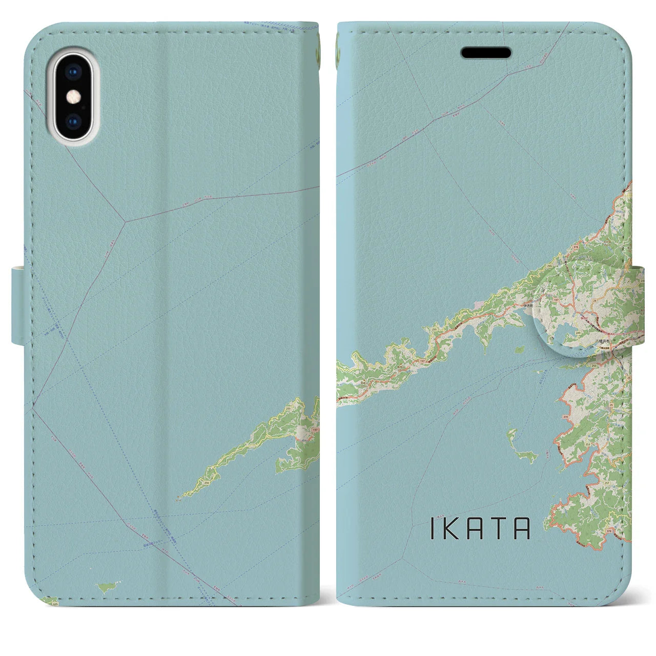 【伊方（愛媛県）】地図柄iPhoneケース（手帳タイプ）ナチュラル・iPhone XS Max 用