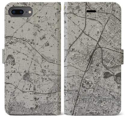 【池袋（東京都）】地図柄iPhoneケース（手帳タイプ）モノトーン・iPhone 8Plus /7Plus / 6sPlus / 6Plus 用