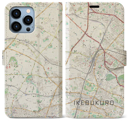【池袋（東京都）】地図柄iPhoneケース（手帳タイプ）ナチュラル・iPhone 13 Pro Max 用