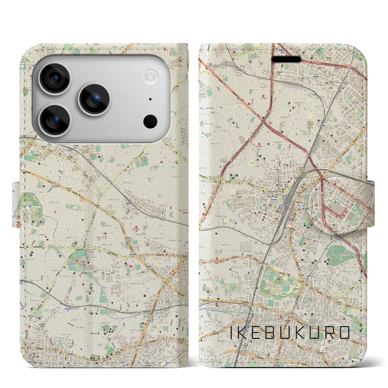 【池袋（東京都）】地図柄iPhoneケース（手帳タイプ）